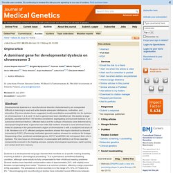 A dominant gene for developmental dyslexia on chromosome 3