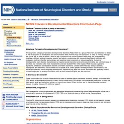 Pervasive Developmental Disorders Information Page