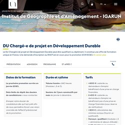 DU Chargé-e de projet en Développement Durable - Institut de Géographie et d'Aménagement (IGARUN)