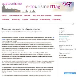 Tourisme culturel et développement