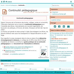 Continuité pédagogique - Centre Académique Recherche- Développement, Innovation et Expérimentation