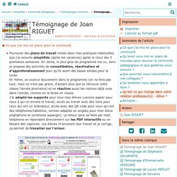 Témoignage de Joan RIGUET - Centre Académique Recherche- Développement, Innovation et Expérimentation