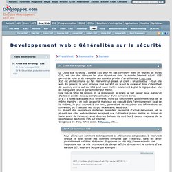 Developpement web : Généralités sur la sécurité