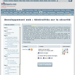 Developpement web : Généralités sur la sécurité - Club des décid