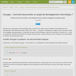 Doxygen : Comment documenter un projet de développement informatique ? - Divers - Tutoriels - Informatix