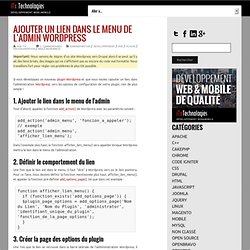 Ajouter un lien dans le menu de l’admin Wordpress » iTx Technologies: Programmation Montréal, PHP, MySQL, Javascript, Wordpress, Magento, Joomla
