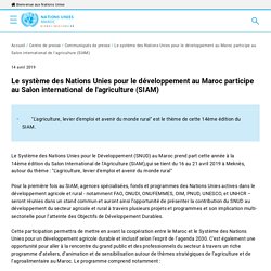 Le système des Nations Unies pour le développement au Maroc participe au Salon international de l'agriculture (SIAM)