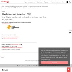 Développement durable et PME : Une étude explorat… – Revue internationale P.M.E.