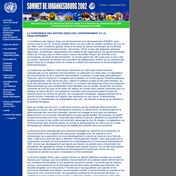 Sommet mondial sur le développement durable (Johannesbourg 2002) - La CNUED "Sommet Planète Terre"