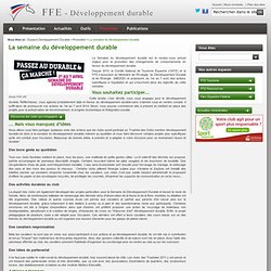 La semaine du développement durable / Promotion / Espace Developpement Durable / Sites FFE - Portail FFE - Développement durable