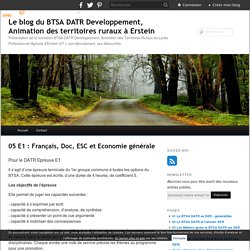 05 E1 : Français, Doc, ESC et Economie générale - Le blog du BTSA DATR Developpement, Animation des territoires ruraux à Erstein