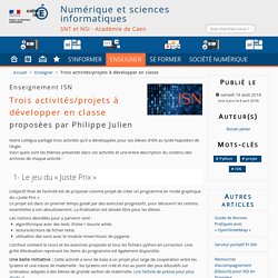 Trois activités/projets à développer en classe - Numérique et sciences informatiques