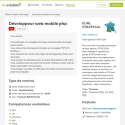 Développeur web mobile php - Offre d'emploi CDI (EURL STRATEGIA) - Alsacreations