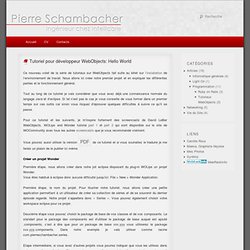 Tutoriel pour développeur WebObjects: Hello World sur Pierre Schambacher.com