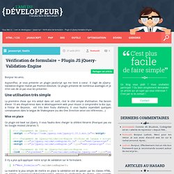 L'ami du développeur - Vérification de formulaire - Plugin JS jQuery-Validation-Engine