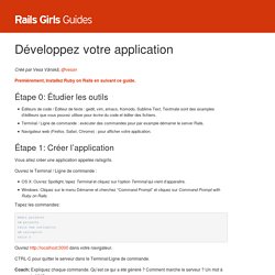 Développez votre application - Vos premiers pas en Ruby on Rails