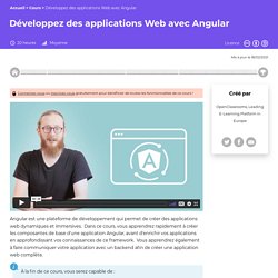 Développez des applications Web avec Angular