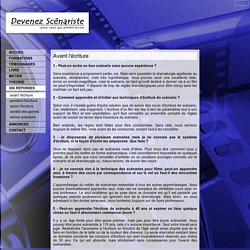 Devenez Scenariste - avant l'écriture
