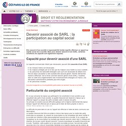 Devenir associé de SARL - participation au capital social SARL