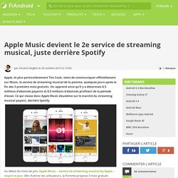 Apple Music devient le 2e service de streaming musical, juste derrière Spotify