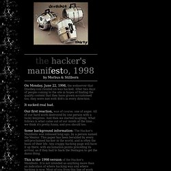 the hacker's manifesto, 1998 by Morbus & Stillborn