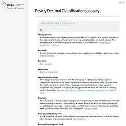 Dewey glossary [OCLC - This resource has moved]