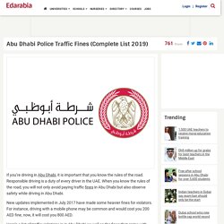 Abu Dhabi Police Traffic Fines (Complete List 2019)
