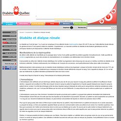 Diabète et dialyse rénale
