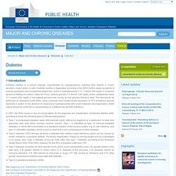 DG SANCO 11/04/12 public health - Major and chronic diseases - Page on diabetes updated - New data on policy frameworks and econ