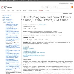 How To Diagnose and Correct Errors 17883, 17884, 17887, and 17888