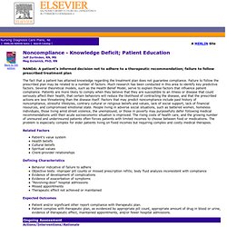 EHS: Nursing Diagnosis Care Plans, 4/e - Noncompliance - Knowledge Deficit; Patient Education