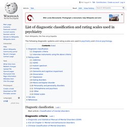 List of diagnostic classification and rating scales used in psychiatry