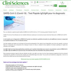 SARS-CoV-2 (Covid-19) : Test Rapide IgG/IgM pour le diagnostic Clinisciences