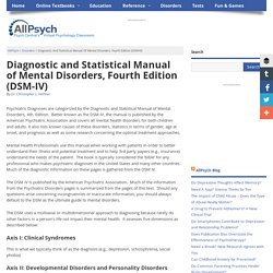 Diagnostic and Statistical Manual of Mental Disorders, Fourth Edition (DSM-IV)