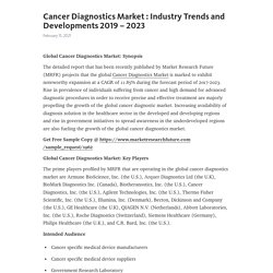 Cancer Diagnostics Market : Industry Trends and Developments 2019 – 2023 – Telegraph