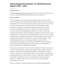 Sepsis Diagnostics Market : In-Depth Research Report 2019 – 2027 – Telegraph