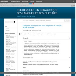 Dialogisme et réception des cours magistraux en Français langue étrangère