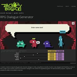 Dialogue Generator — Zack Bogucki
