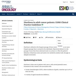 Diarrhoea in adult cancer patients: ESMO Clinical Practice Guidelines
