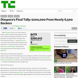 Diaspora’s Final Tally: $200,000 From Nearly 6,500 Backers