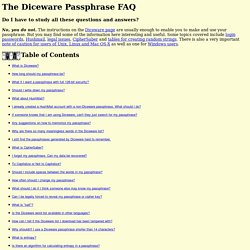 Diceware Passphrase FAQ