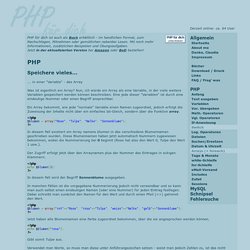 PHP für dich - Arrays und die Verwendung von foreach