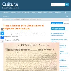 Testo in italiano della Dichiarazione di Indipendenza Americana
