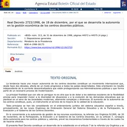 BOE-A-1998-30173 Real Decreto 2723/1998, de 18 de diciembre, por el que se desarrolla la autonomía en la gestión económica de los centros docentes públicos.
