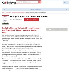 Emily Dickinson’s Collected Poems Study Guide: “There’s a certain Slant of light” Summary and Analysis