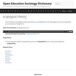 scapegoat theory sociology dictionary definition: scapegoat theory defined