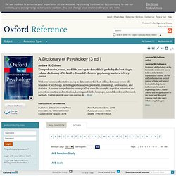 A Dictionary of Psychology Oxford Reference