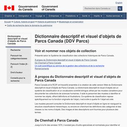 Dictionnaire descriptif et visuel d'objets de Parcs Canada