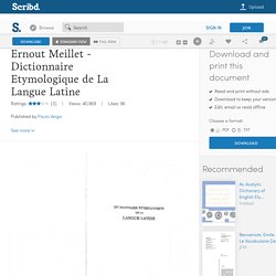 Ernout Meillet - Dictionnaire Etymologique de La Langue Latine