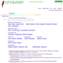 dictionnaire français en ligne - langue française - LEXILOGOS &gt;&gt;